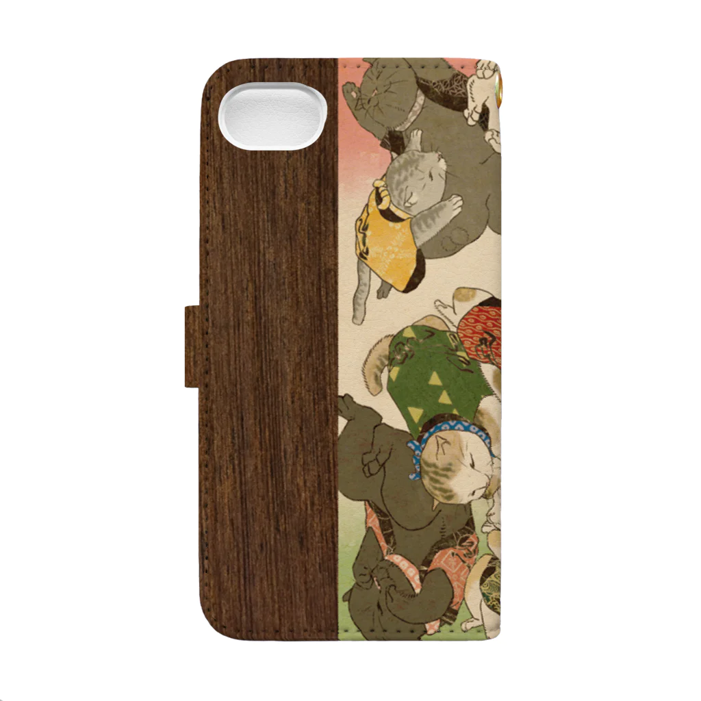 山歌和樂陽 浮世絵　Yamakawa Rakuyou UKIYOEの猫浮世絵　猫十匹　ウォレットスマホケース Book-Style Smartphone Case :back