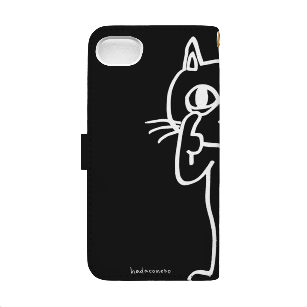 hadaconeko shopのあっかんべー(Black) Book-Style Smartphone Case :back