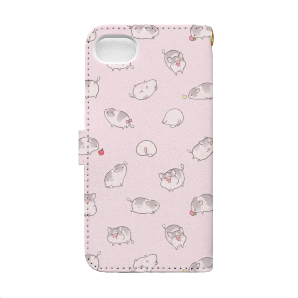 しらたまちゃんSHOPu〜🐽のいっぱいしらたまちゃん（ピンク） Book-Style Smartphone Case :back