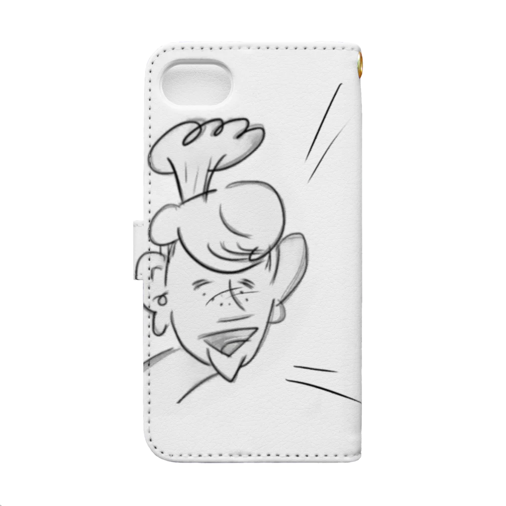 がんばらないちゃんのがんばらないぱんやさんしろくろもじなし Book-Style Smartphone Case :back