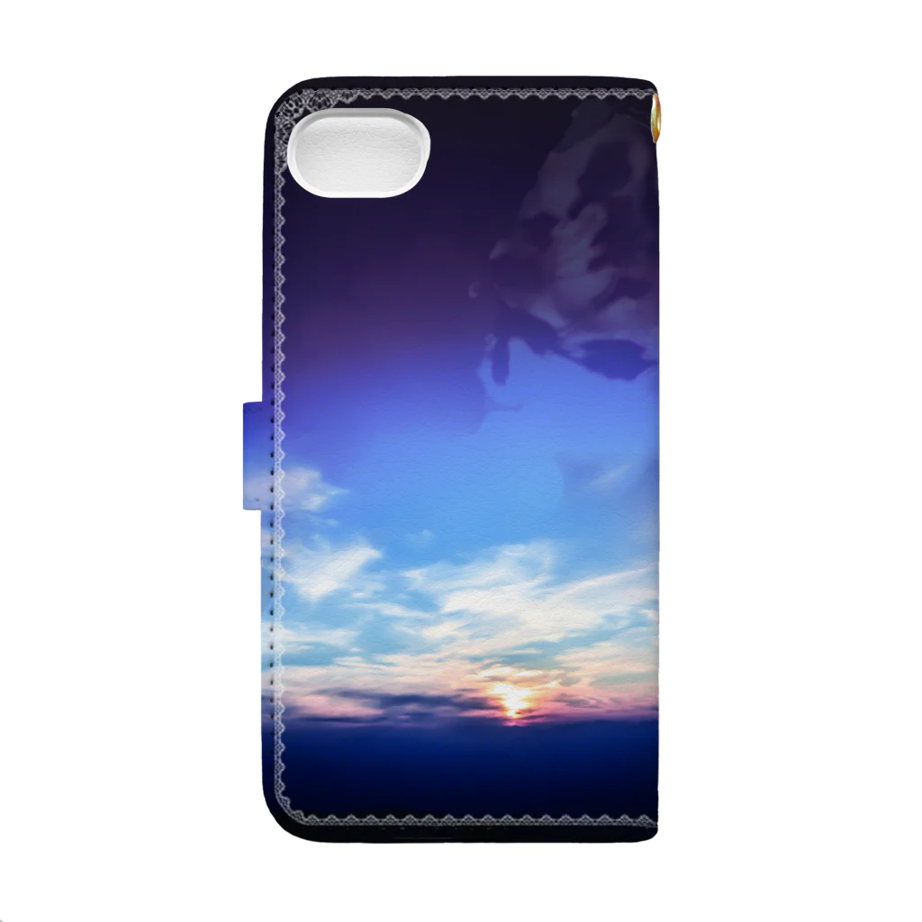 Amanoiwaya_Mの夕焼け×桜（iPhone 7） Book-Style Smartphone Case :back