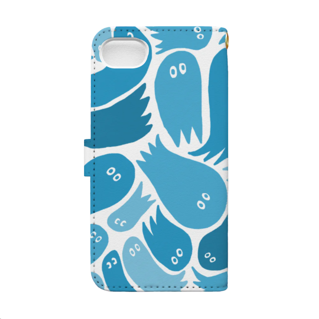 wakame.monsterのおばブルー Book-Style Smartphone Case :back