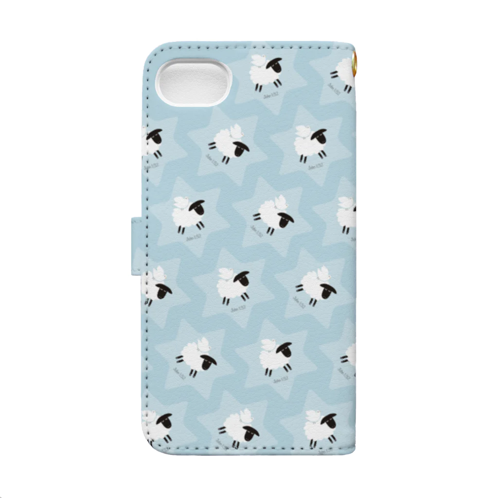 一羽のすずめのDove on the Sheep [blue] Book-Style Smartphone Case :back