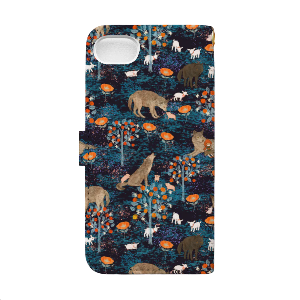 ルルエチュードのやさしいおおかみ（ブラック） Book-Style Smartphone Case :back