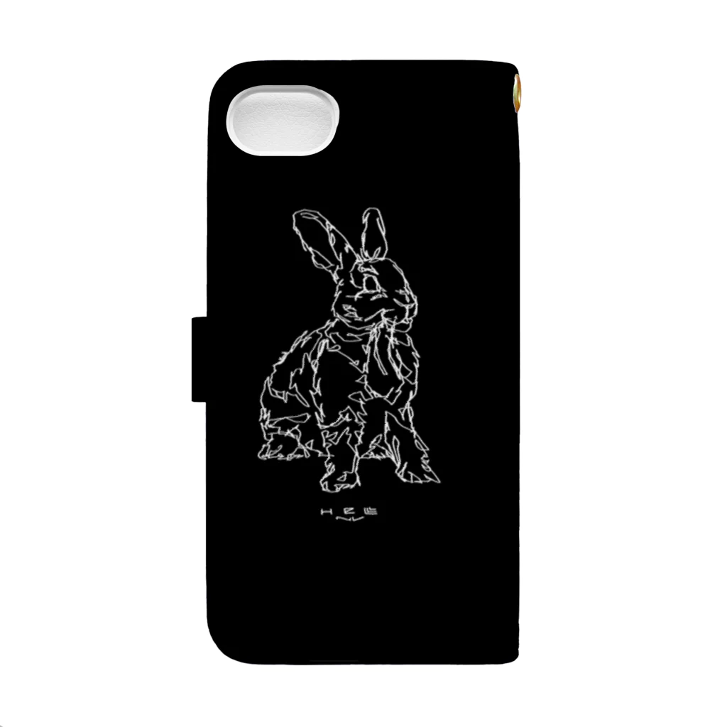 HElll - ヘル - の左手で描いたウサギB 黒ver. Book-Style Smartphone Case :back