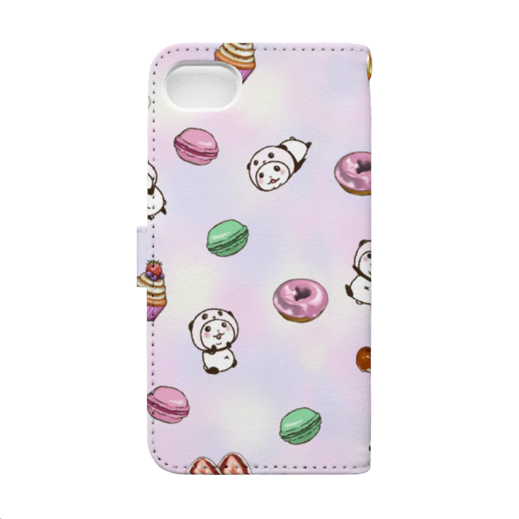 スパイシー千鶴のパンダinぱんだ(総柄～スイーツ～) Book-Style Smartphone Case :back