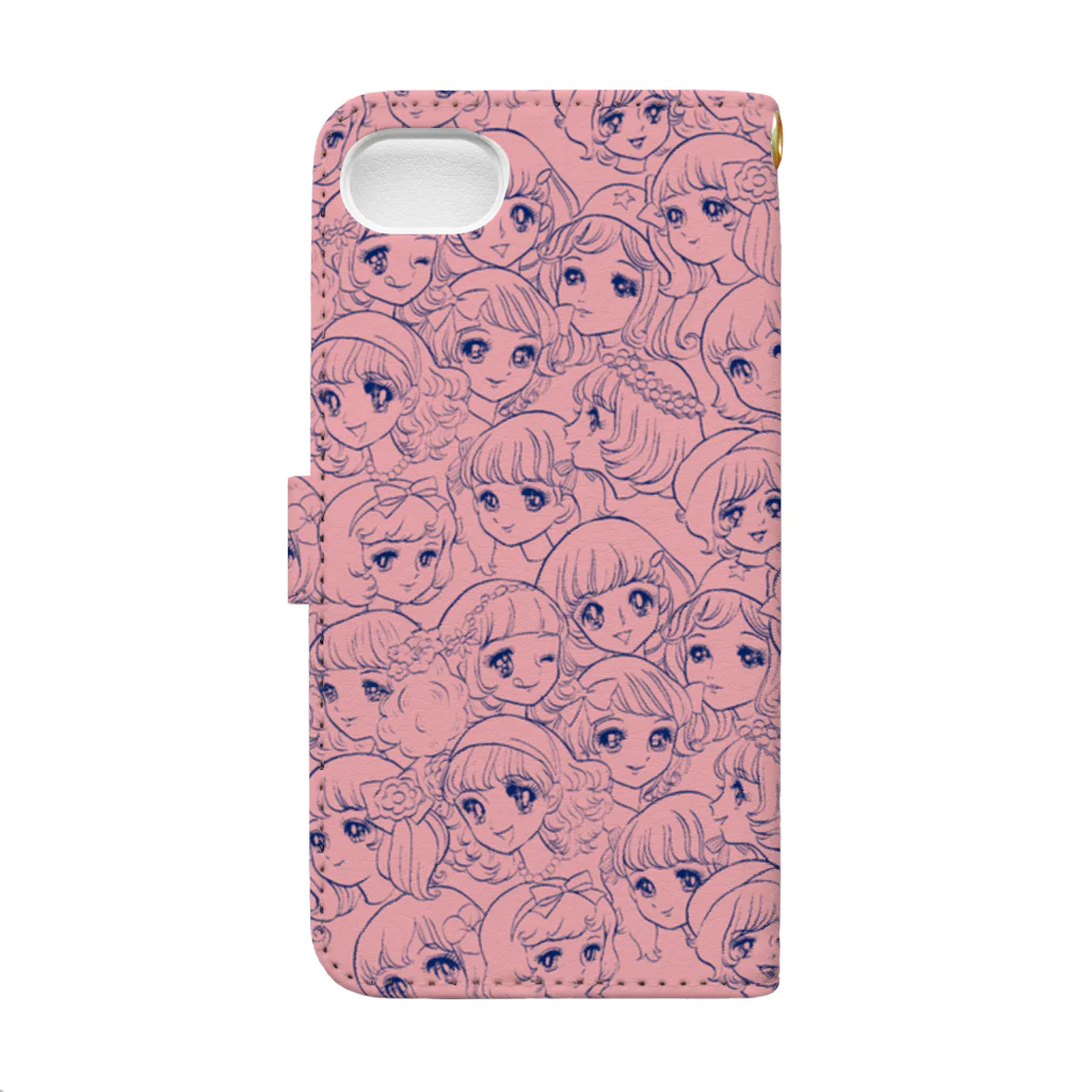 おまけ星のお顔がいっぱい/ピンク Book-Style Smartphone Case :back