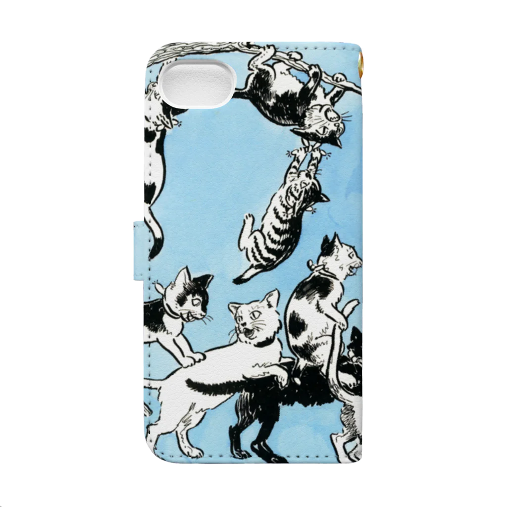 lofi_bearの北澤楽天 ねこのくにの幼稚園　1915 Book-Style Smartphone Case :back