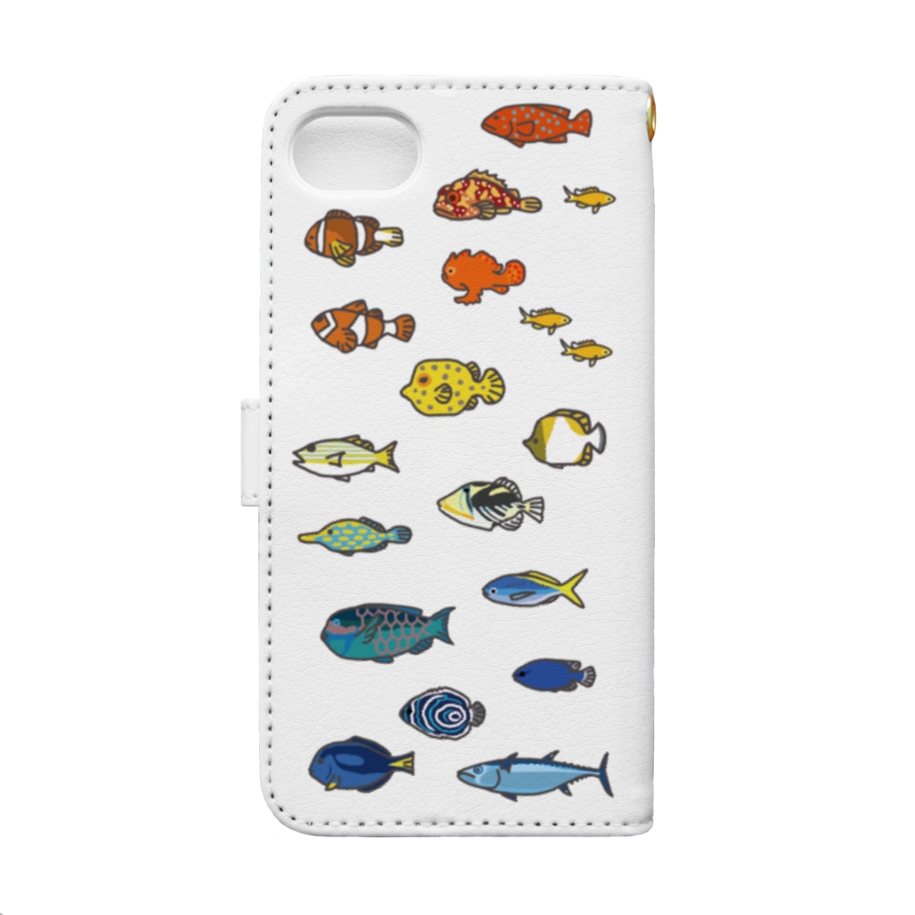 しまのなかまfromIRIOMOTEのらくがきしまのなかま魚類（6-6s-7-8） Book-Style Smartphone Case :back