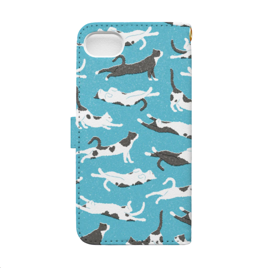 123izmののびのび猫（青） Book-Style Smartphone Case :back