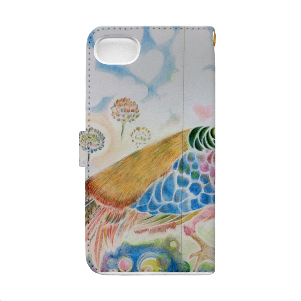 色鉛筆と絵本の世界の鳥 やさん。   錦鶏  Book-Style Smartphone Case :back