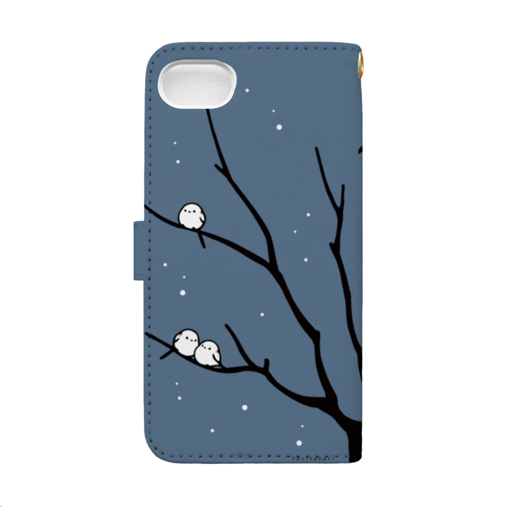 tani_toritotoriのとまり木シマエナガ ネイビー Book-Style Smartphone Case :back