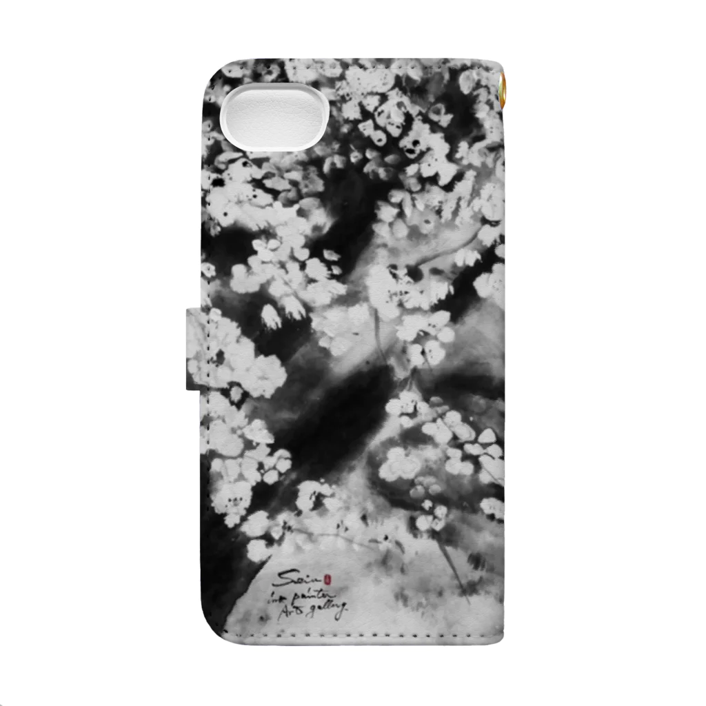 中村青雨 水墨画家  ArtgalleryのSAKURA （売切れ） Book-Style Smartphone Case :back