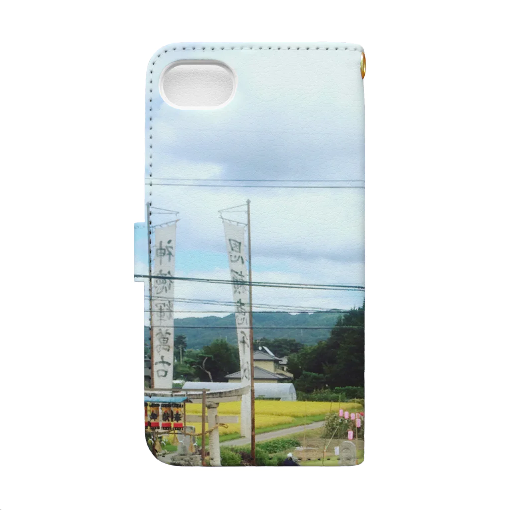 suzumusi2の実家から見えた神社のお祭りの日の写真 Book-Style Smartphone Case :back