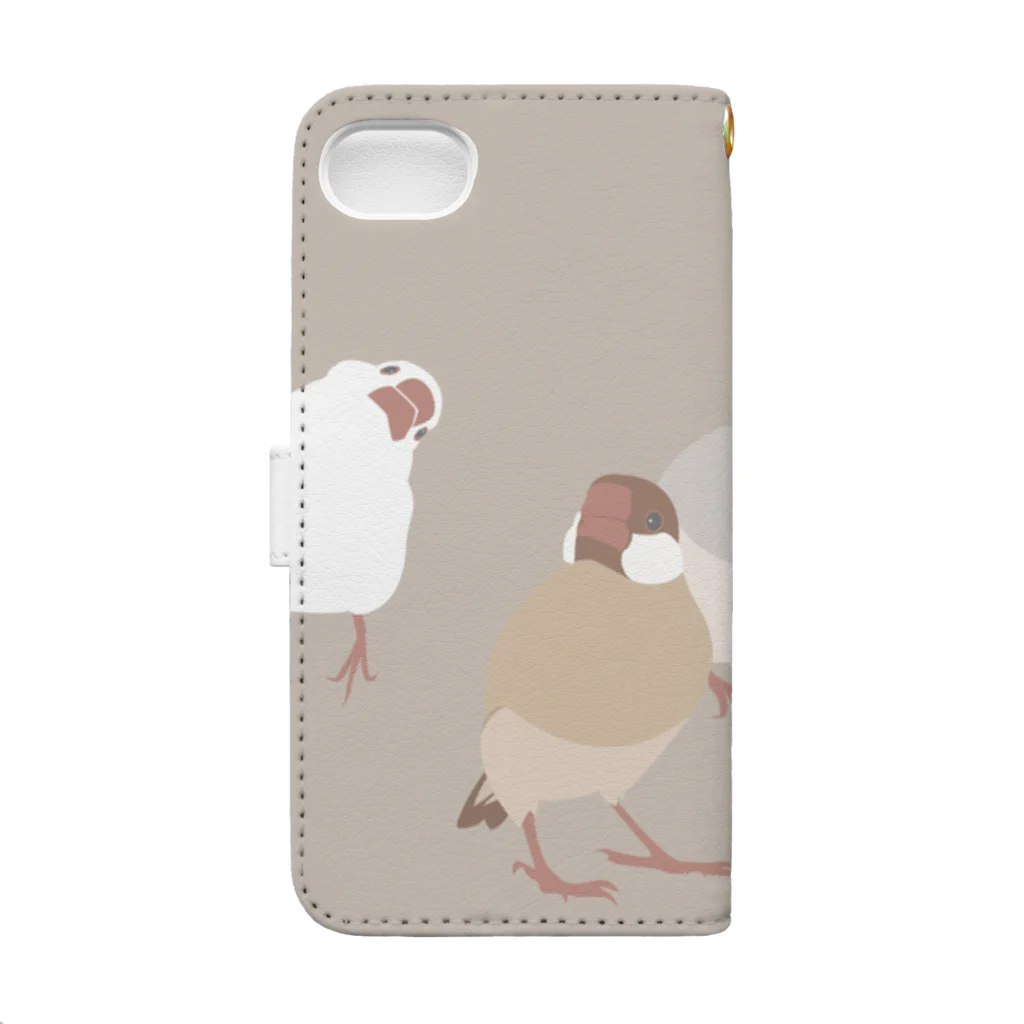 文鳥株式☆会社の文鳥さんがこっち見てる Book-Style Smartphone Case :back