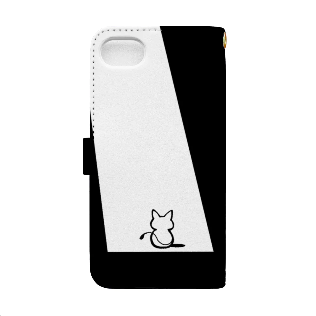 イラストレーターNaoの孤高の白黒ねこ Book-Style Smartphone Case :back