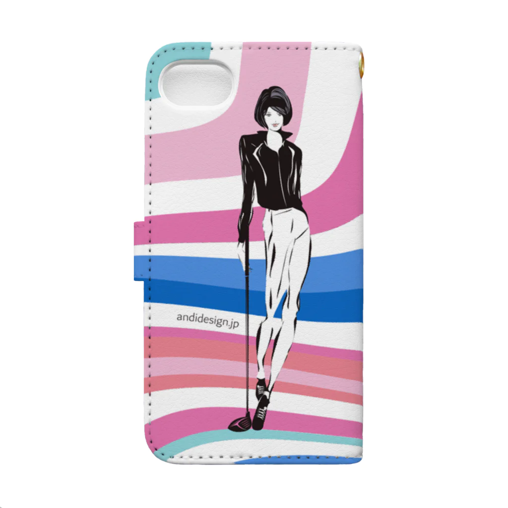 &i Designのアンドアイデザイン　ゴルフ女子　LOVE GOLF Book-Style Smartphone Case :back