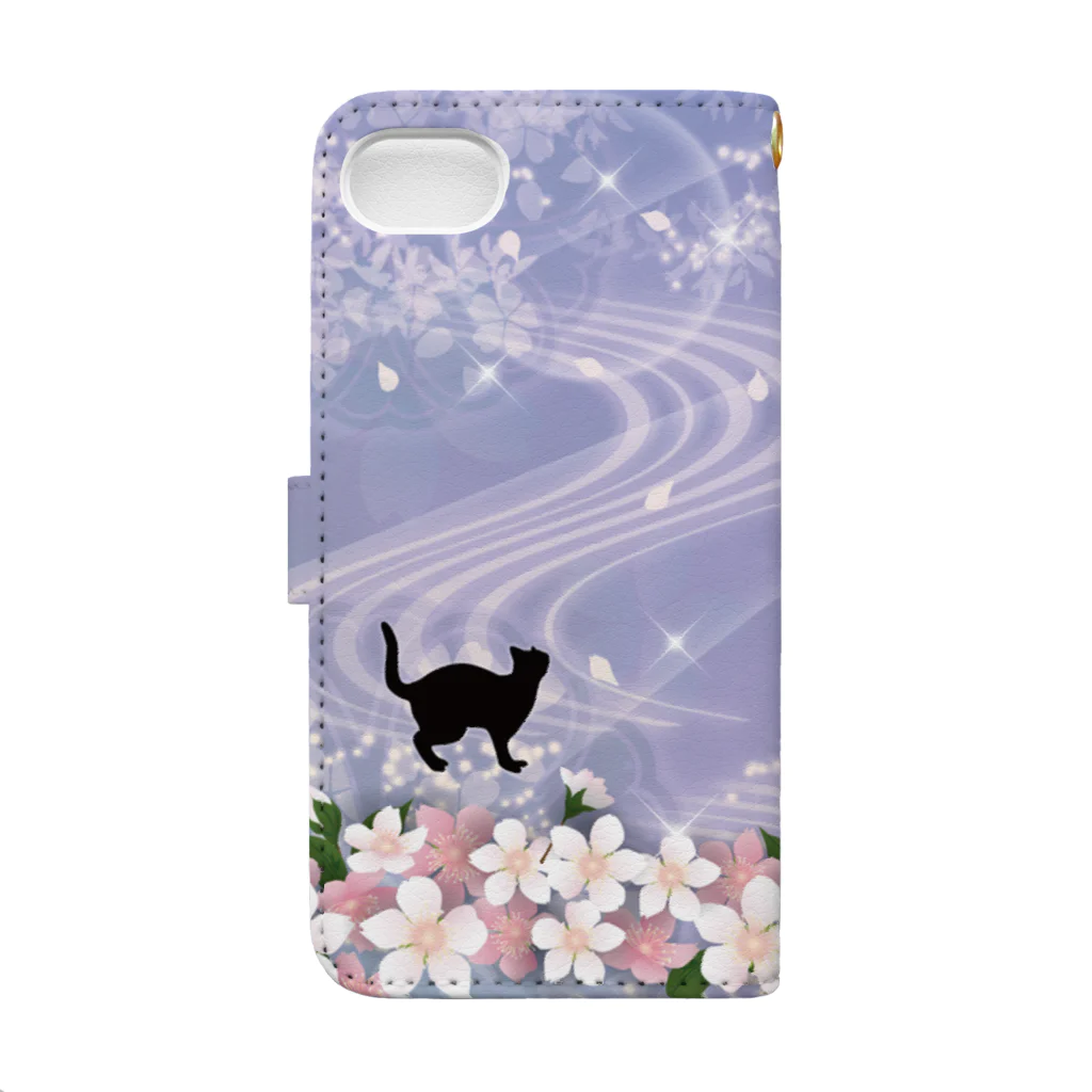 Lunatic Cat-ismの月花猫～桜花明ノ顔・薄藤色 Book-Style Smartphone Case :back