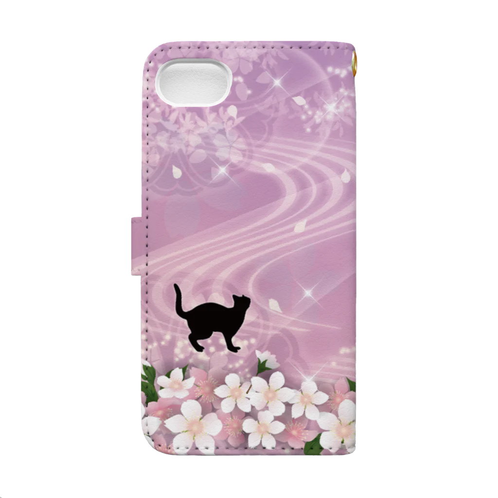 Lunatic Cat-ismの月花猫～桜花明ノ顔・浅紫色 Book-Style Smartphone Case :back