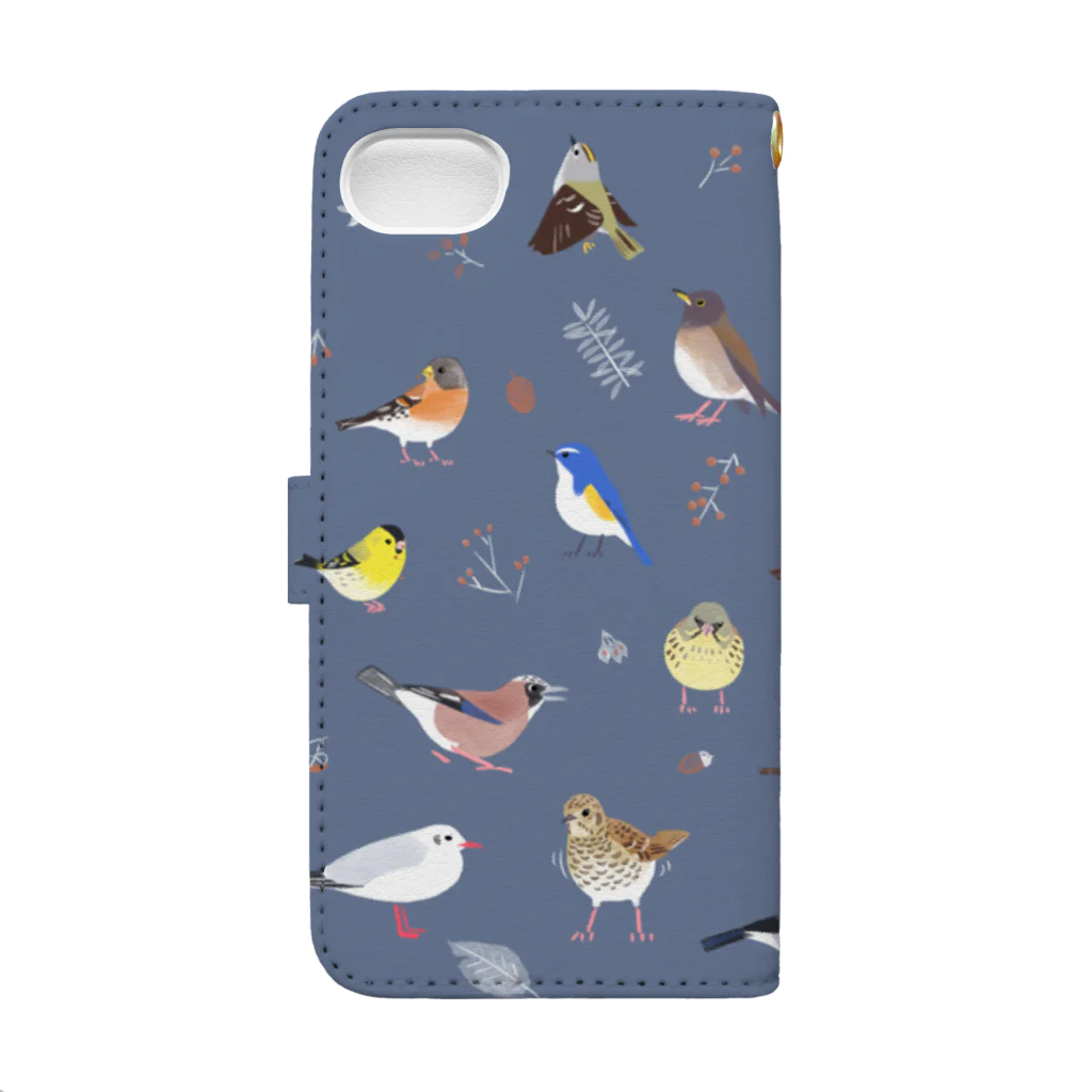 piro piro piccoloのトリミノススメA/W　blue gray Book-Style Smartphone Case :back