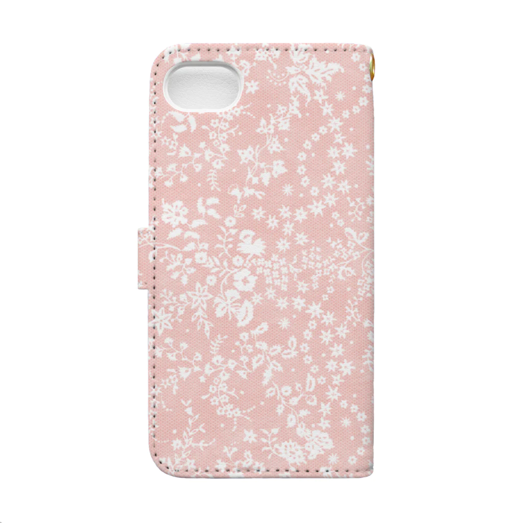 mameyakaの花盛レース【ピンク】 Book-Style Smartphone Case :back