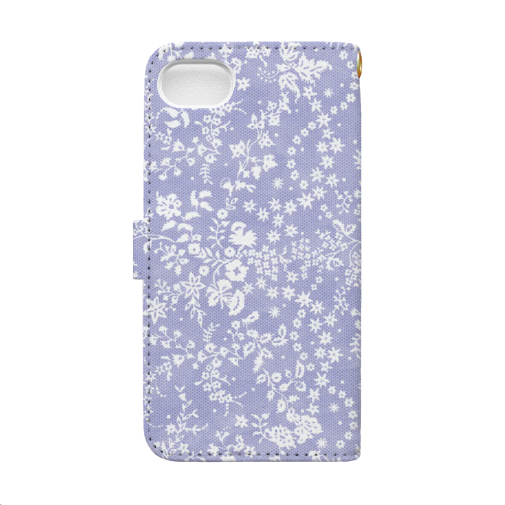 mameyakaの花盛レース【ラベンダー】 Book-Style Smartphone Case :back