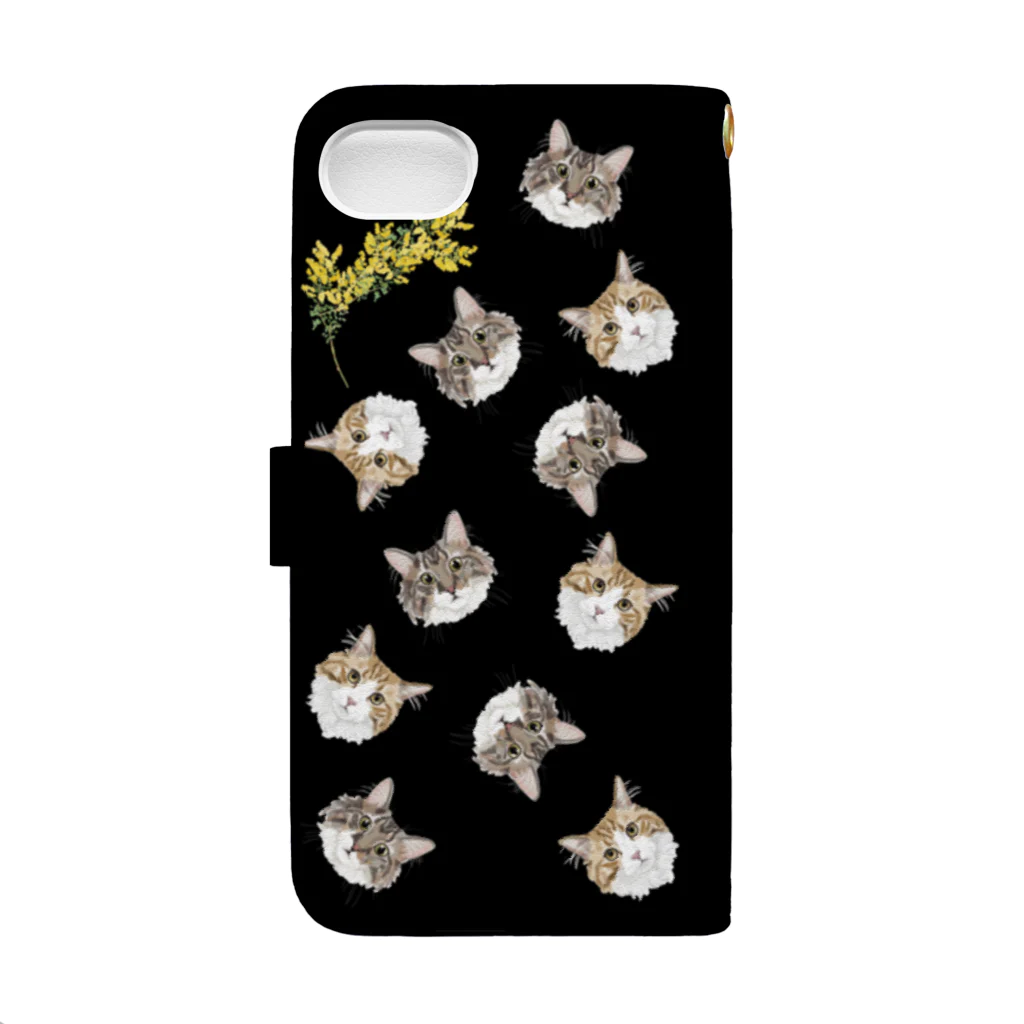 みきぞーん｜保護猫 ミッキー画伯と肉球とおともだちのgyoza & kome  Book-Style Smartphone Case :back