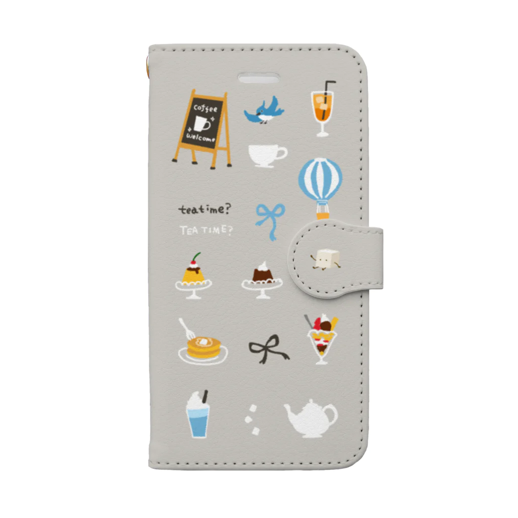 喫茶角砂糖の喫茶店柄（モルタル） Book-Style Smartphone Case