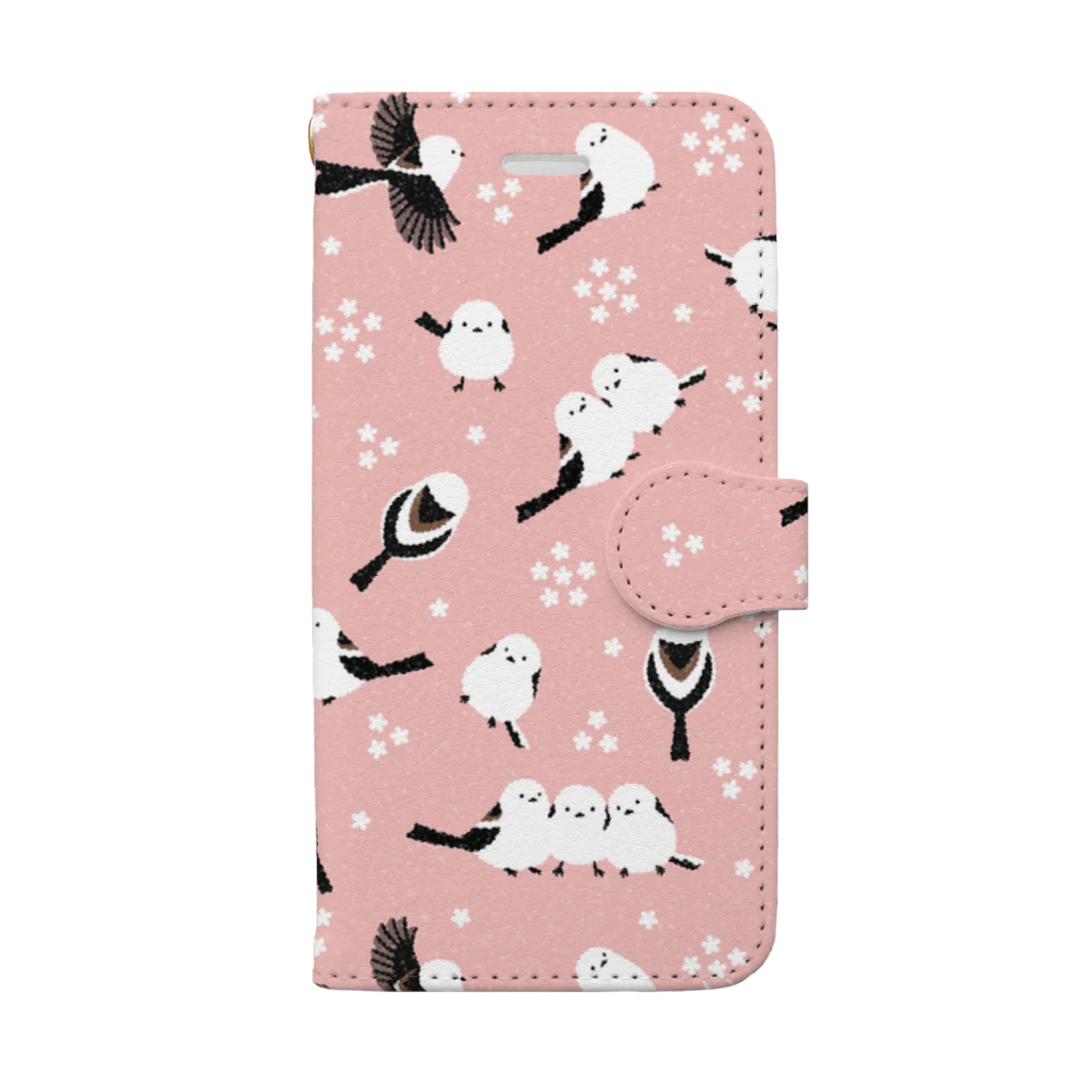 123izmのシマエナガ（ピンク） Book-Style Smartphone Case