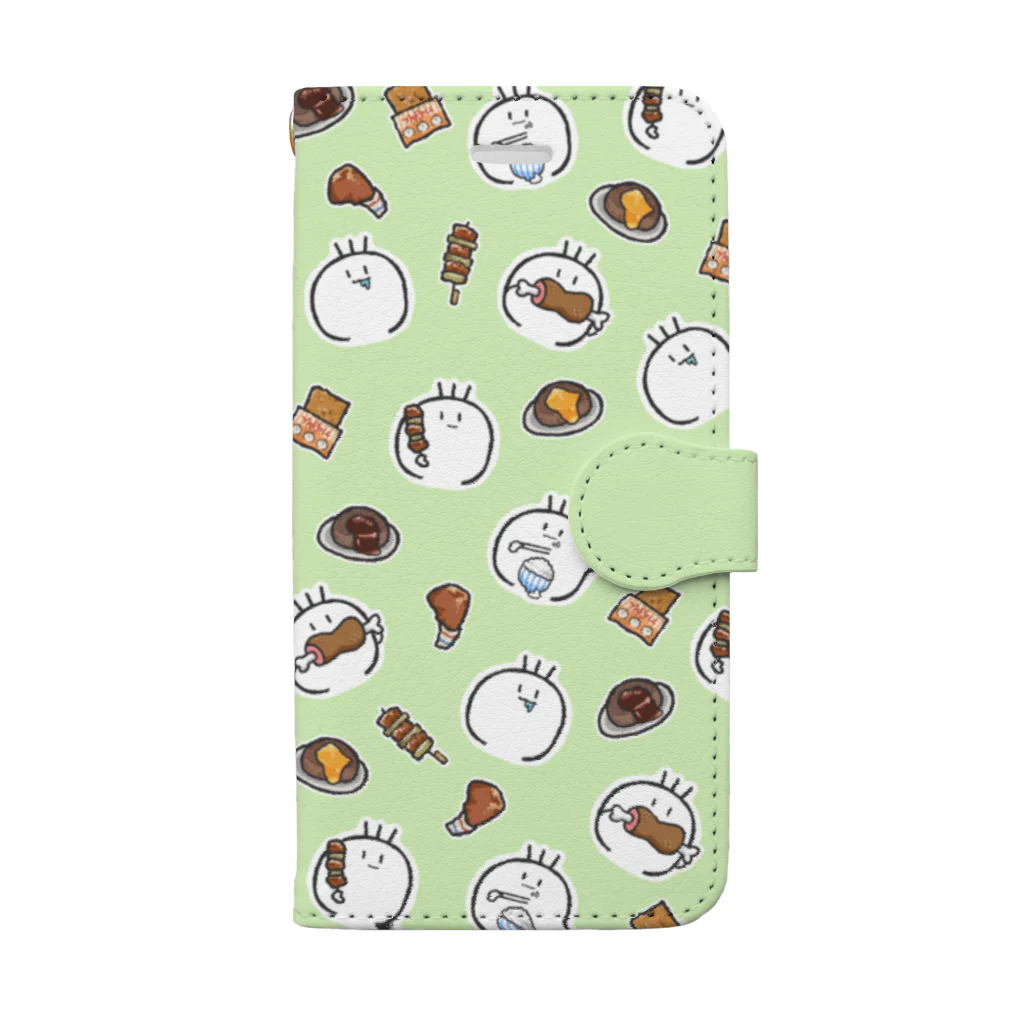 獅子のOniku Paradise(お肉パラダイス・グリーン) Book-Style Smartphone Case