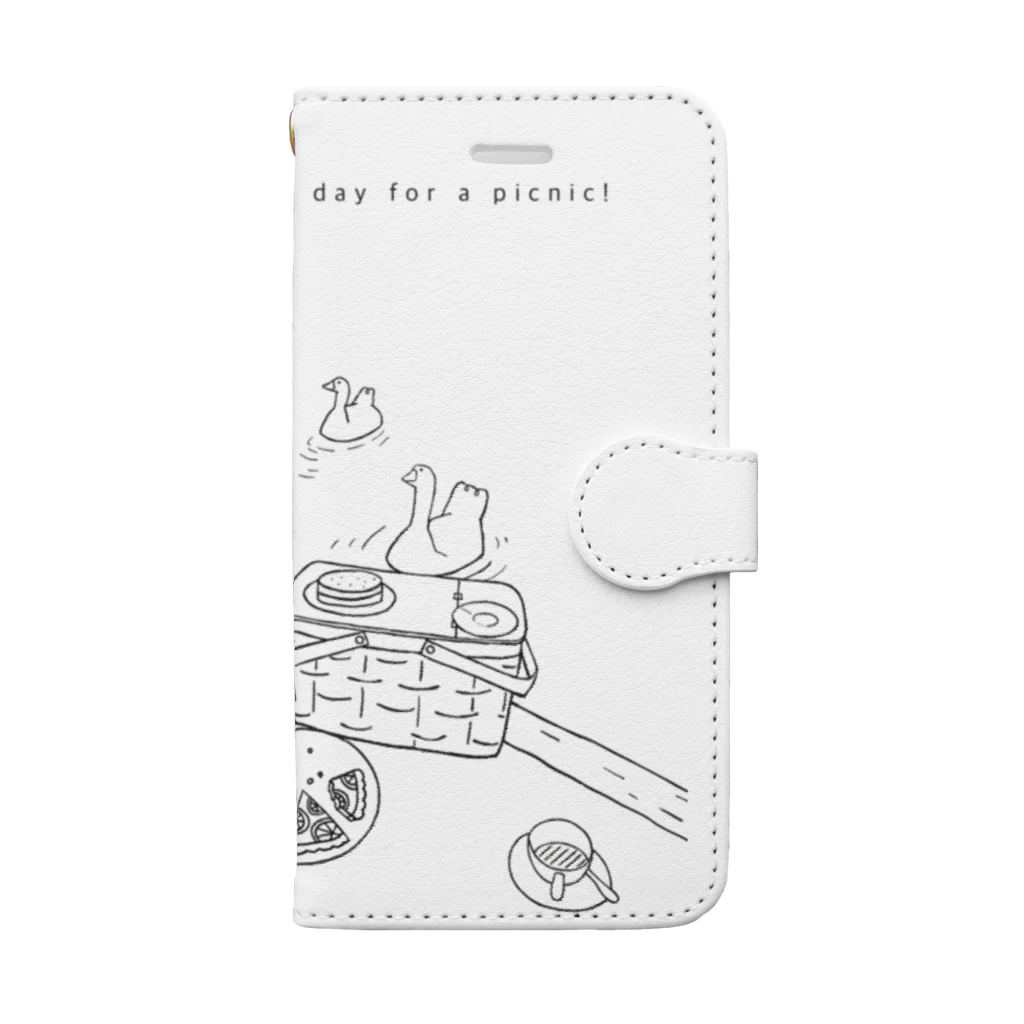 kiki25の水辺でピクニック  (線画) Book-Style Smartphone Case