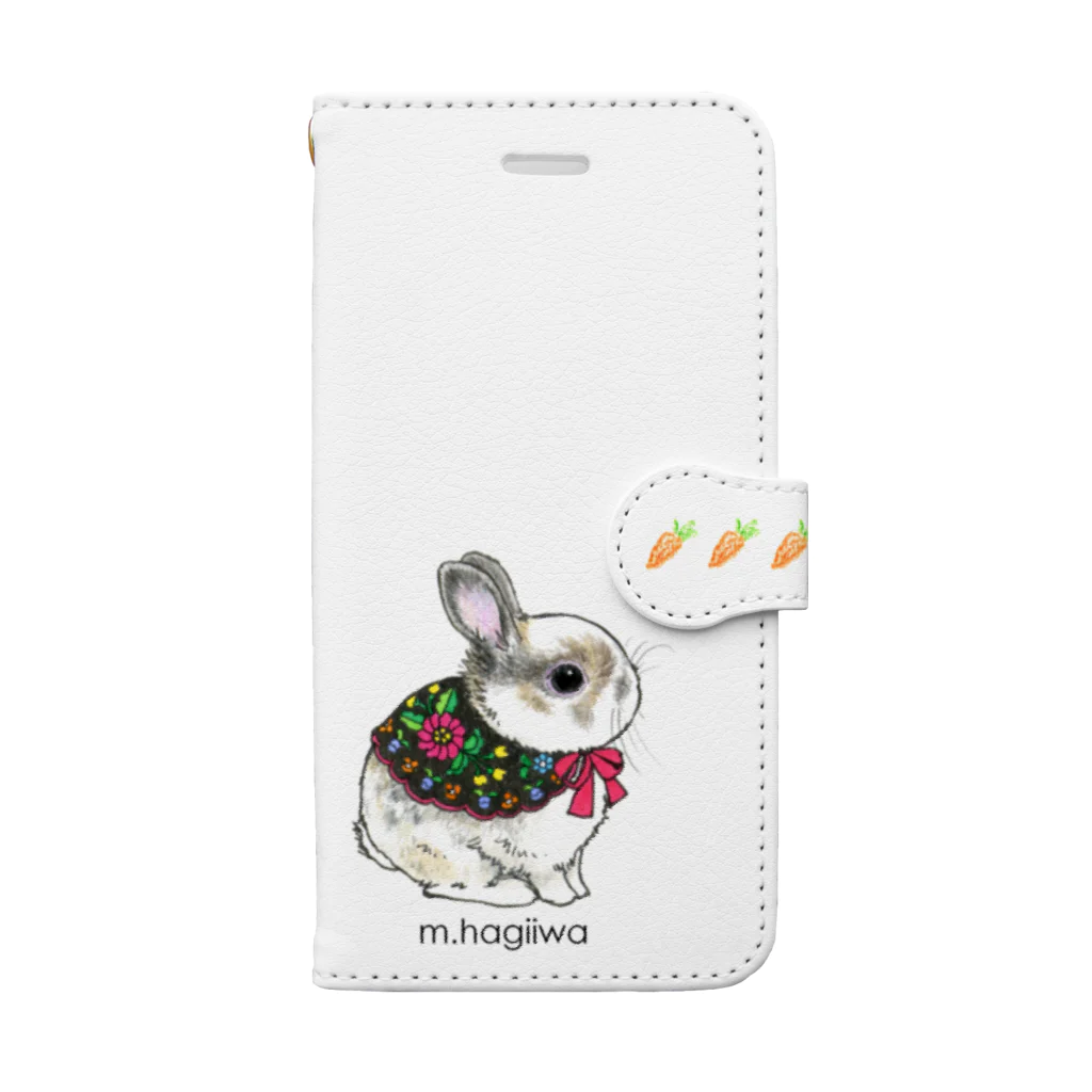 萩岩睦美のグッズショップの手帳型スマホケース　うさぎ　（ムギちゃんとルルちゃん） Book-Style Smartphone Case