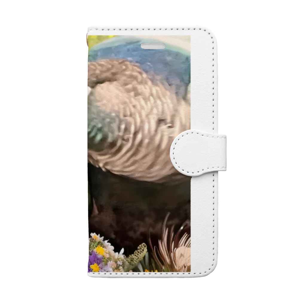 ウロコインコ好きの人へのお花畑の一コマ Book-Style Smartphone Case