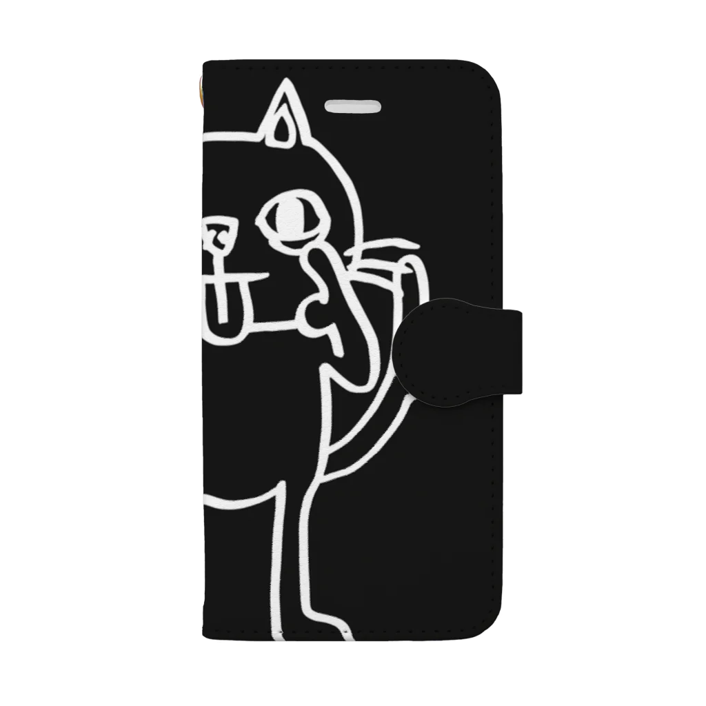 hadaconeko shopのあっかんべー(Black) Book-Style Smartphone Case