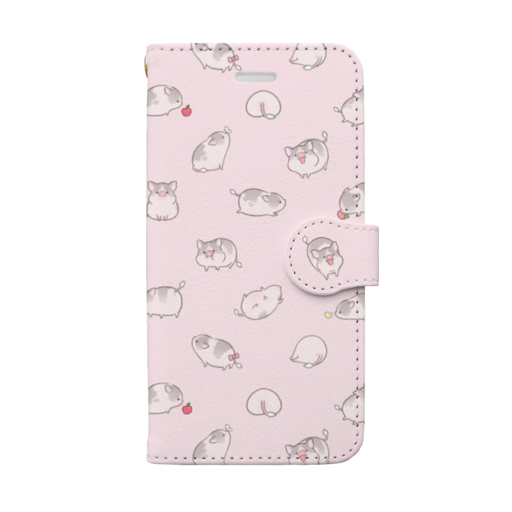 しらたまちゃんSHOPu〜🐽のいっぱいしらたまちゃん（ピンク） Book-Style Smartphone Case