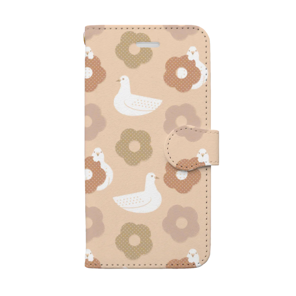 るこの蕎麦ぼうろとハト 桃 Book-Style Smartphone Case