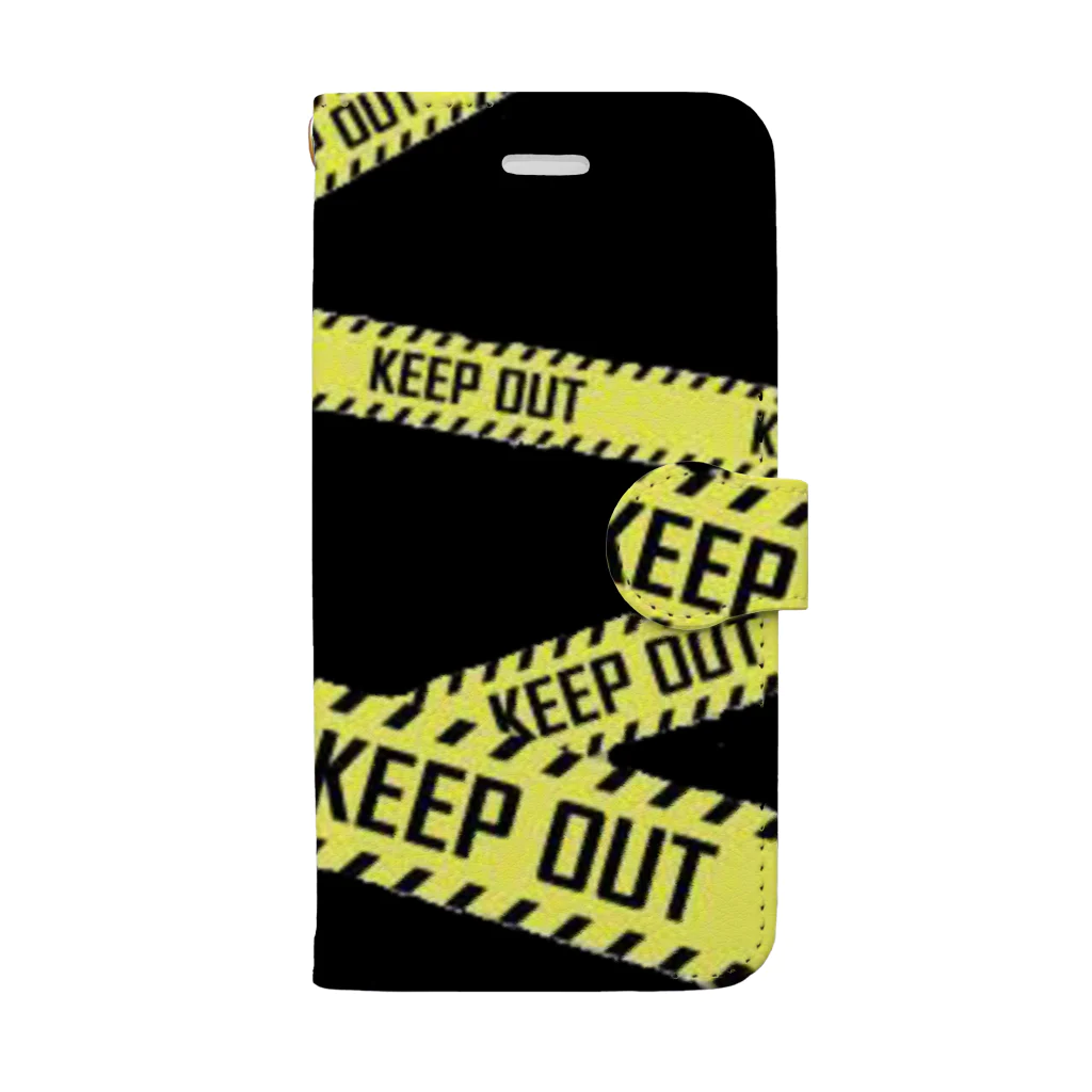 shhh.41％のKEEP_OUT「ブラック」 手帳型スマホケース