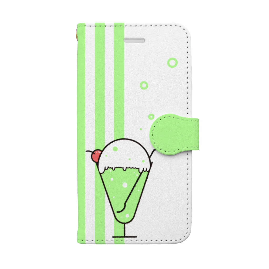 Nico Rab.のくりぃむそーだ green 手帳型スマホケース