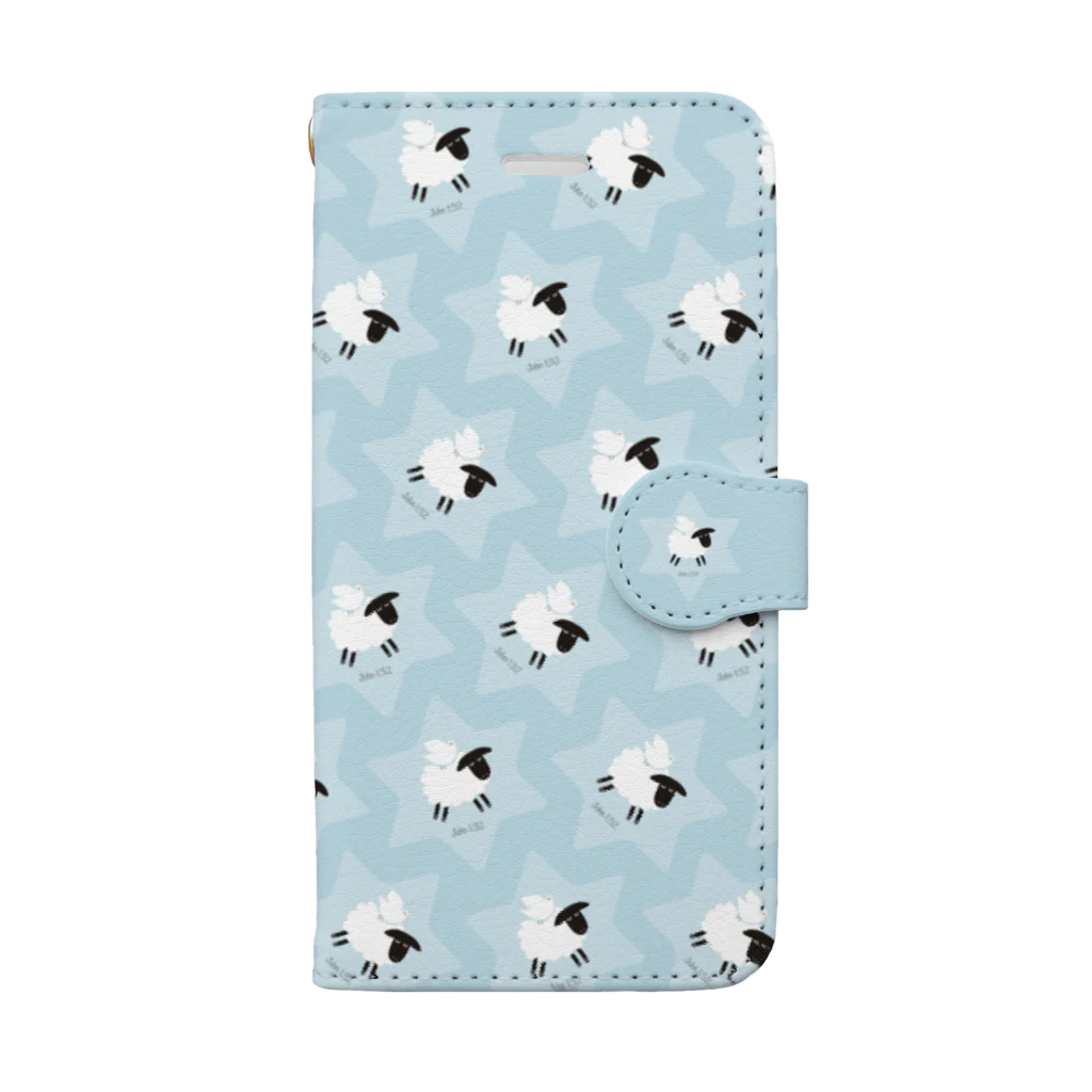 一羽のすずめのDove on the Sheep [blue] Book-Style Smartphone Case