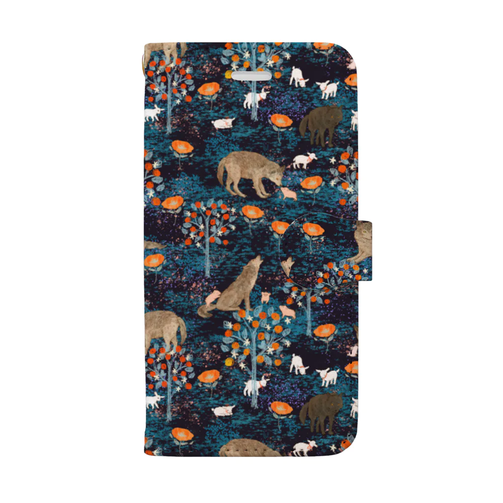 ルルエチュードのやさしいおおかみ（ブラック） Book-Style Smartphone Case