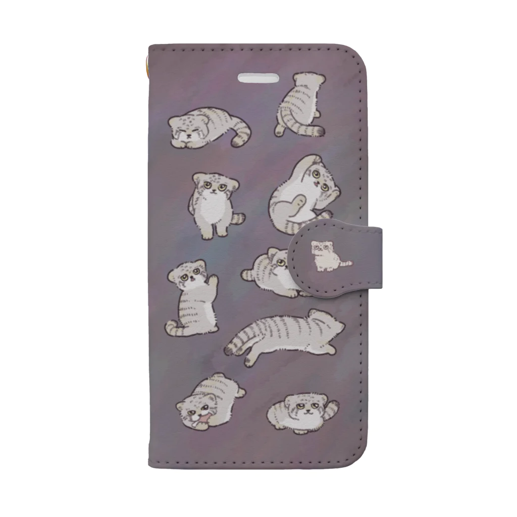 よしおのマヌルネコ(水彩風ブラウン) Book-Style Smartphone Case