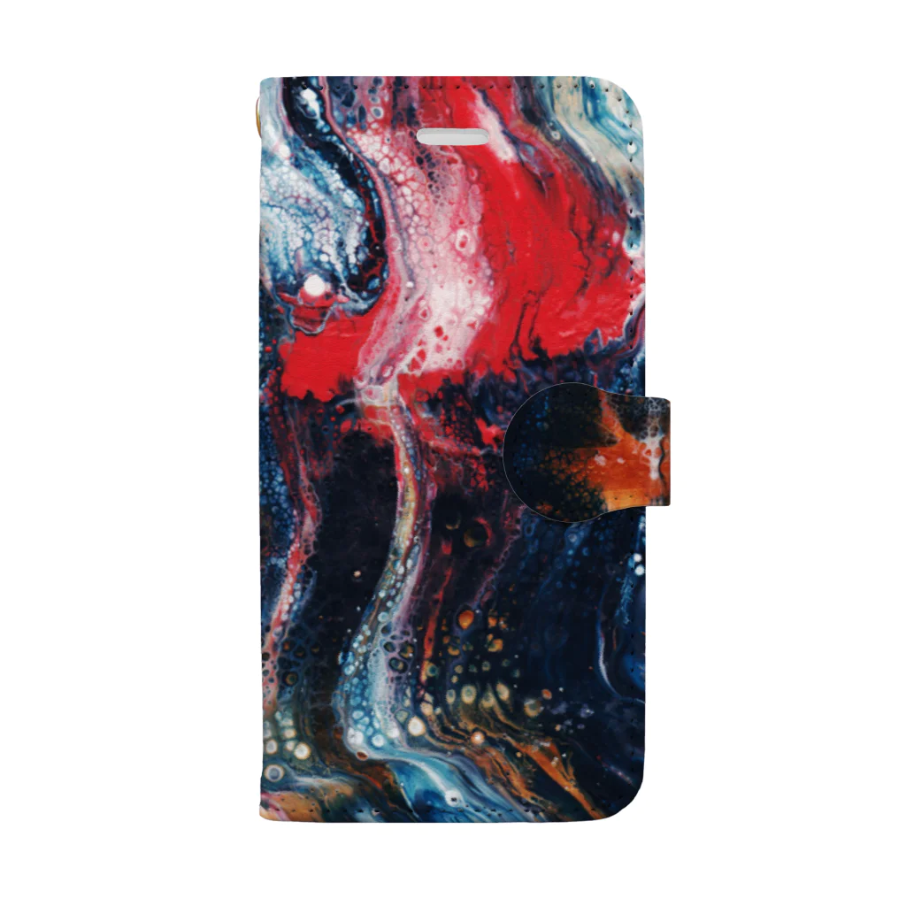 FF00FF-inkのfluid art 手帳型スマホケース