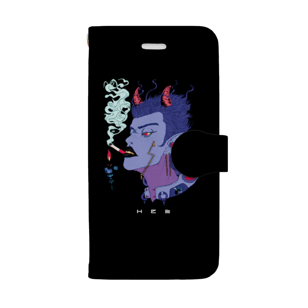 HElll - ヘル - の地獄で一服ヲ 手帳型 黒ver. Book-Style Smartphone Case