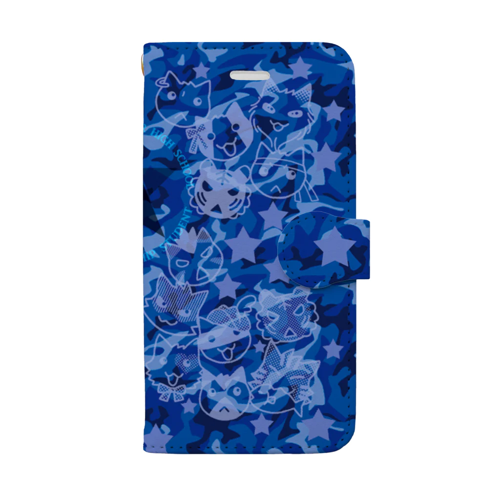 SHIZRUのSUZURIのネコチャンばんざい（ブルー） Book-Style Smartphone Case