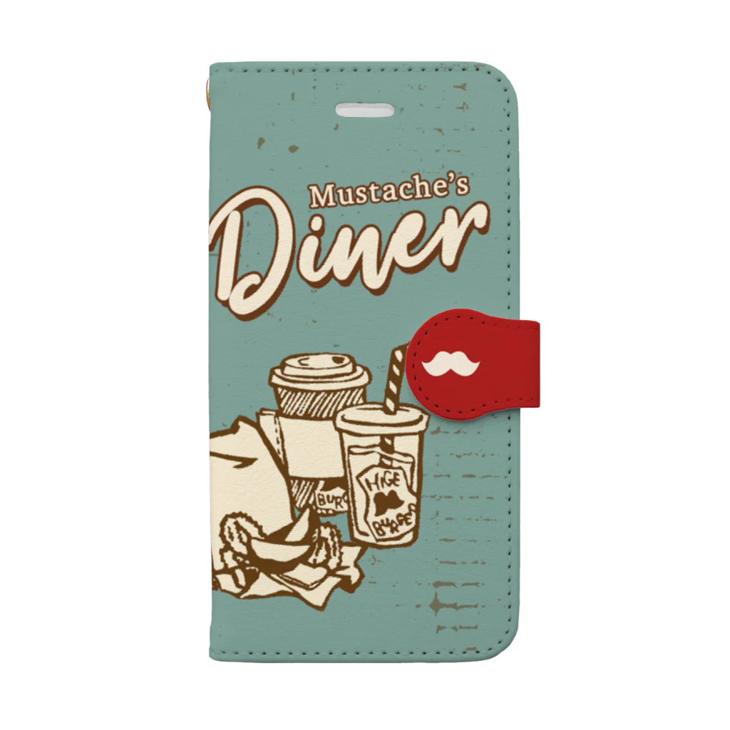 ハルイロ雑貨店　suzuri支店の【iPhone7/8専用】MUSTACHE DINER 手帳型スマホケース