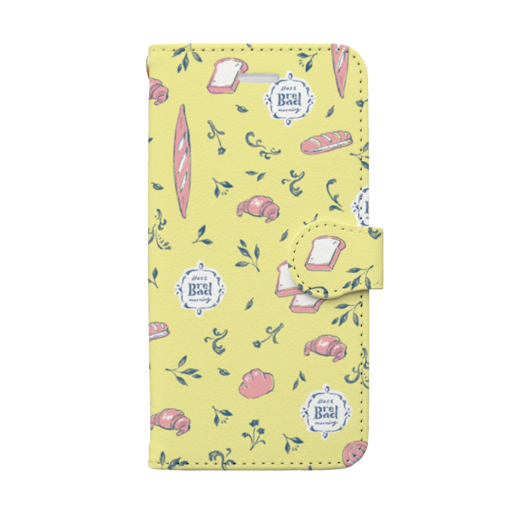 omisoの春のパン柄 〜イエロー〜 Book-Style Smartphone Case