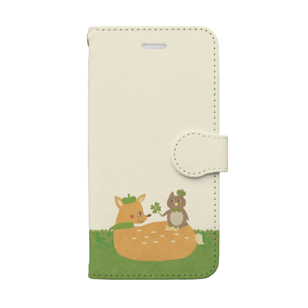 やたにまみこのiPhone 8/7用◆ema-emama『happiness-clover』 Book-Style Smartphone Case