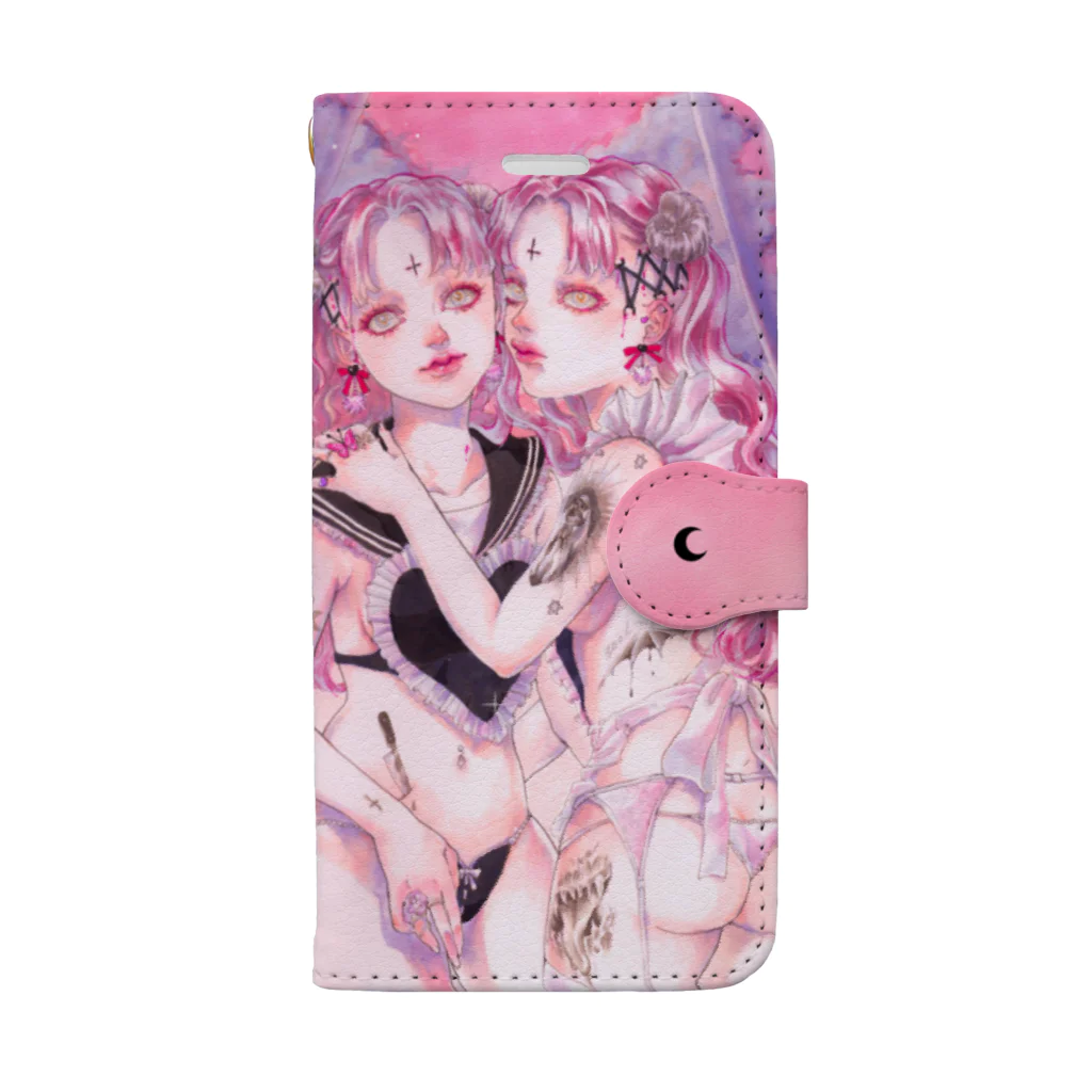 石榴 （ザクロ）のむぎゅ双子ちゃん Book-Style Smartphone Case