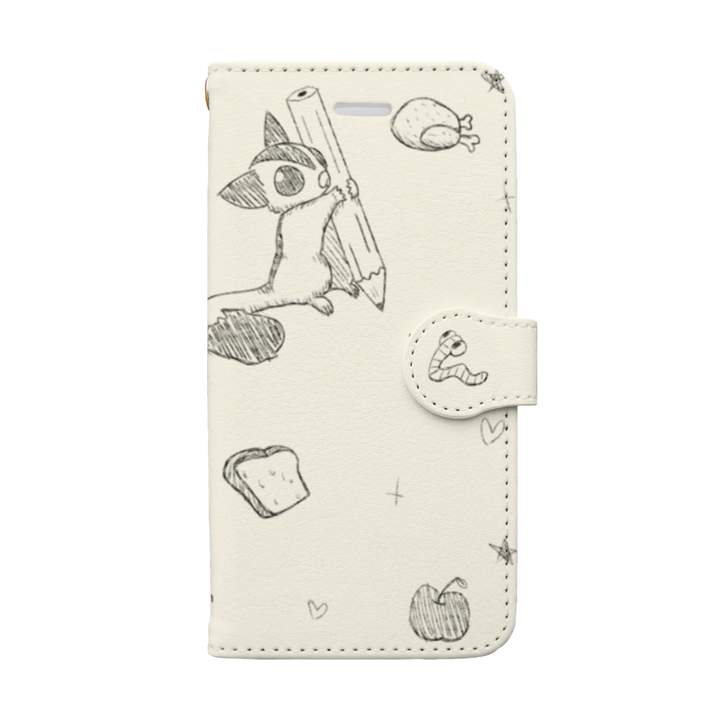 やさいちゃんの落書きフクモモと美味しいもの Book-Style Smartphone Case