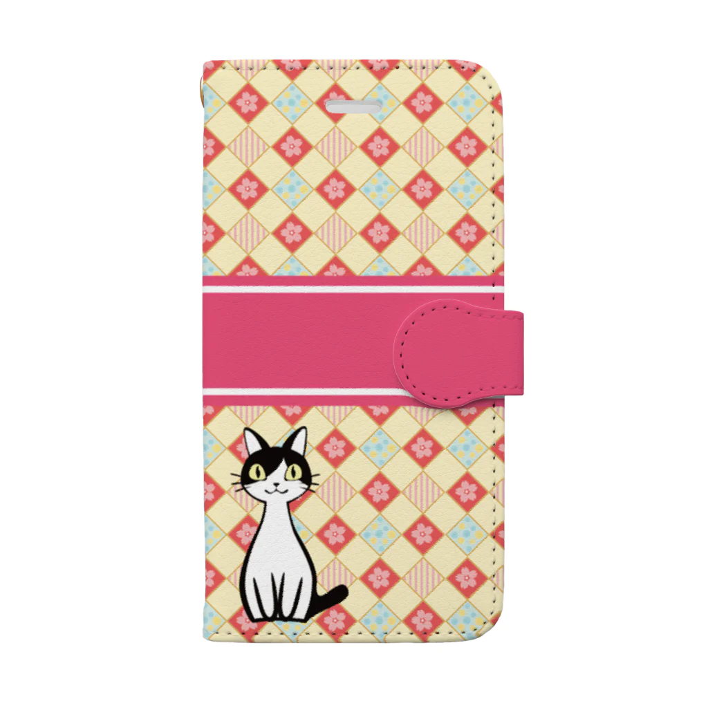 猫式玉々会社の手帳型ジャッキー社長スマホケース和柄 Book-Style Smartphone Case